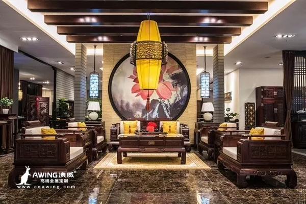 重庆澳威全屋定制:中式婚房客厅